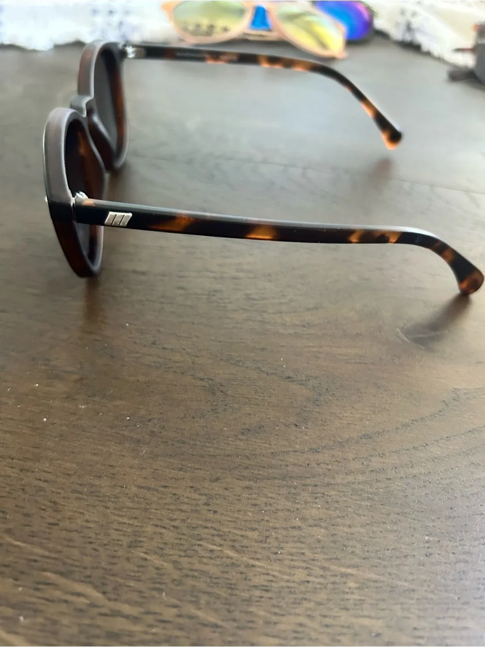 Le Specs bandwagon black tortoise shell round sunglasses